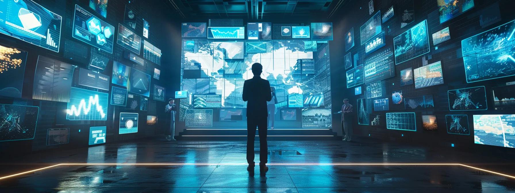 a modern office setting showcases a confident entrepreneur discussing qsbs strategies with a focused team, surrounded by futuristic digital presentations and strategic planning documents, highlighting a commitment to long-term wealth and legacy.