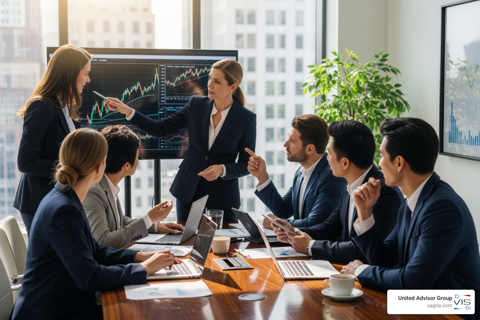 a diverse group of successful financial advisors collaborating - Integrated financial solutions a diverse group of successful financial advisors collaborating - Integrated financial solutions