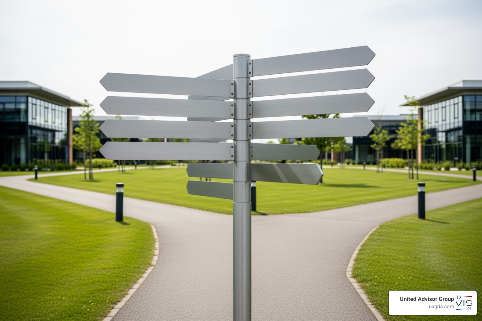 Image of a signpost showing different paths labeled "Start Your RIA" and "Join Our RIA" - Independent advisor network Image of a signpost showing different paths labeled "Start Your RIA" and "Join Our RIA" - Independent advisor network