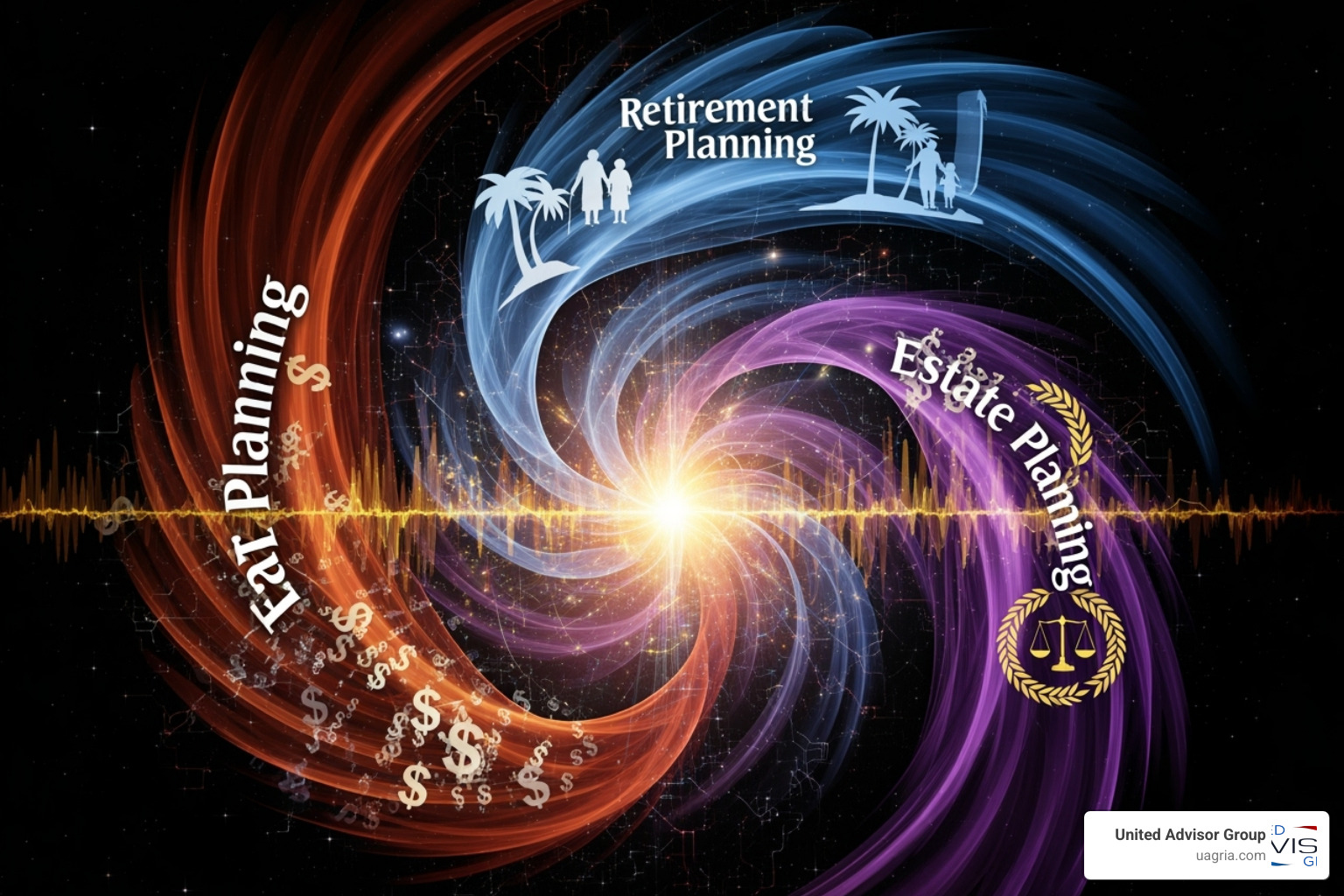 flowchart showing how tax, retirement, and estate planning integrate into a central investment strategy - Personalized financial guidance flowchart showing how tax, retirement, and estate planning integrate into a central investment strategy - Personalized financial guidance