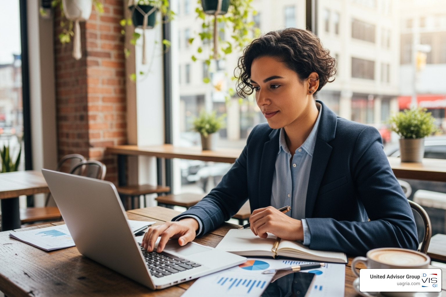 financial advisor working flexibly on laptop in non-traditional office setting - where to recruit financial advisors financial advisor working flexibly on laptop in non-traditional office setting - where to recruit financial advisors